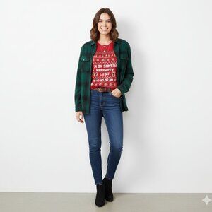 *Christmas 'Im on Santas Naughty List Red' Graphic T Shirt